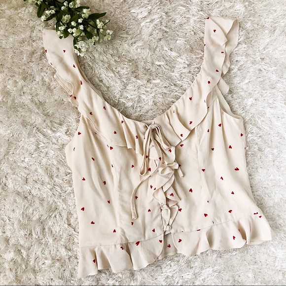 William B Tops - William B | Ivory Heart Ruffle Cami Size Small